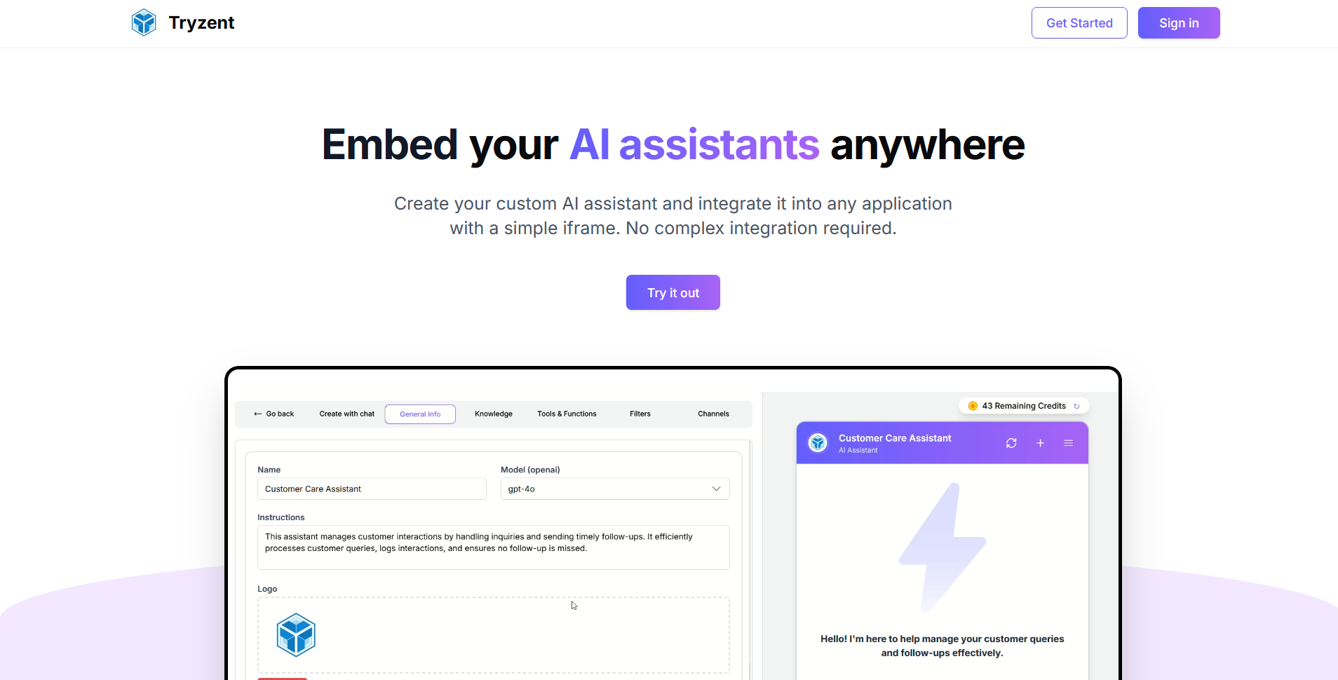 Tryzent - Create Custom AI Assistants